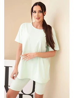 Dámsky bavlnený set s krátkym rukávom a šortkami žltý