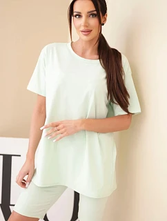 Dámsky bavlnený set s krátkym rukávom a šortkami žltý