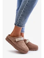 Damskie Kapcie Ocieplane Futerkiem Na Platformie Brązowe Azida Damskie Kapcie Ocieplane Futerkiem Na Platformie Brązowe Azida