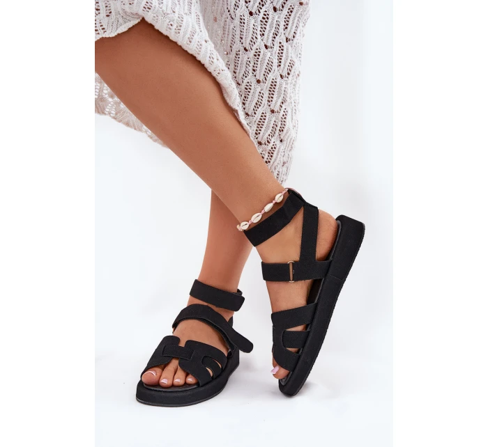 Sandały Damskie Z Rzepami Czarne Uvissa Sandały Damskie Z Rzepami Czarne Uvissa