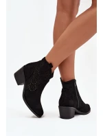 Botki Damskie Ażurowe Na Obcasie S.Barski HY52-529 Czarne Botki Damskie Ażurowe Na Obcasie S.Barski HY52-529 Czarne