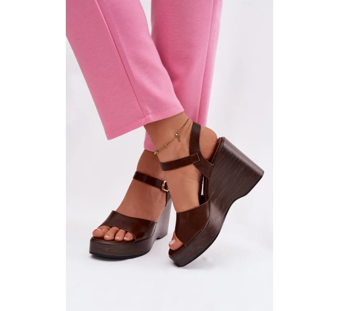 Dámské sandály na platformě Eko kůže Čokoládové Parilisse