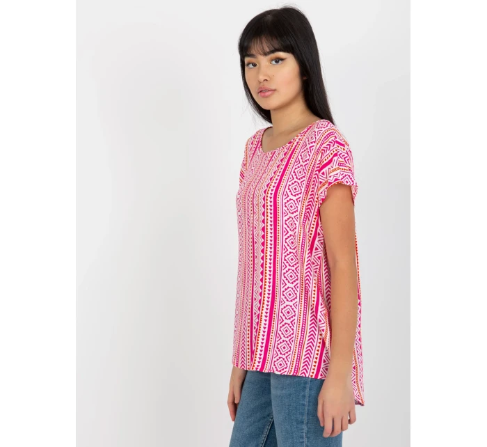 Dámska blúzka D73771R10978P biela a ružová - FPrice