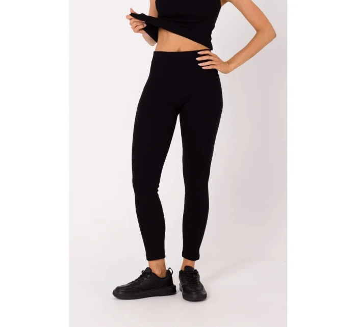 Rebrované pletené legíny M734 čierne - Moe