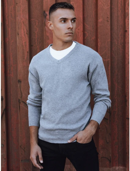 Svetlo šedý pánsky sveter s golierom FashionStreet WX2201