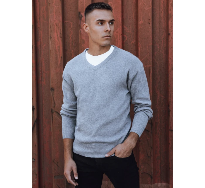 Svetlo šedý pánsky sveter s golierom FashionStreet WX2201