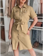 LOVE ME MIDI midi košilové šaty béžové Dstreet model 21988930 - FashionStreet