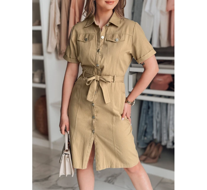 LOVE ME MIDI midi košilové šaty béžové Dstreet model 21988930 - FashionStreet