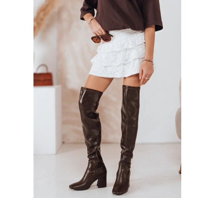 Dámské kozačky nad kolena hnědé model 21993961 - Dstreet Dámské kozačky nad kolena hnědé model 21993961 - Dstreet