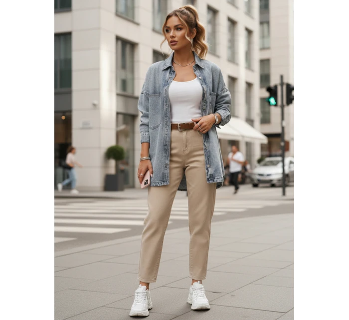 Dámska džínsová oversize košeľová bunda modrá FashionStreet TY5602