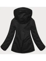 Čierna dámska zimná bunda s klokankou (b2361)