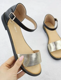 Dámske čierno-zlaté sandále Filippo DS6917