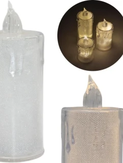 DEKORATÍVNA SVIEČKA 12,5 CM TRANSPARENTNÁ TEPLÁ BIELA 1 LED