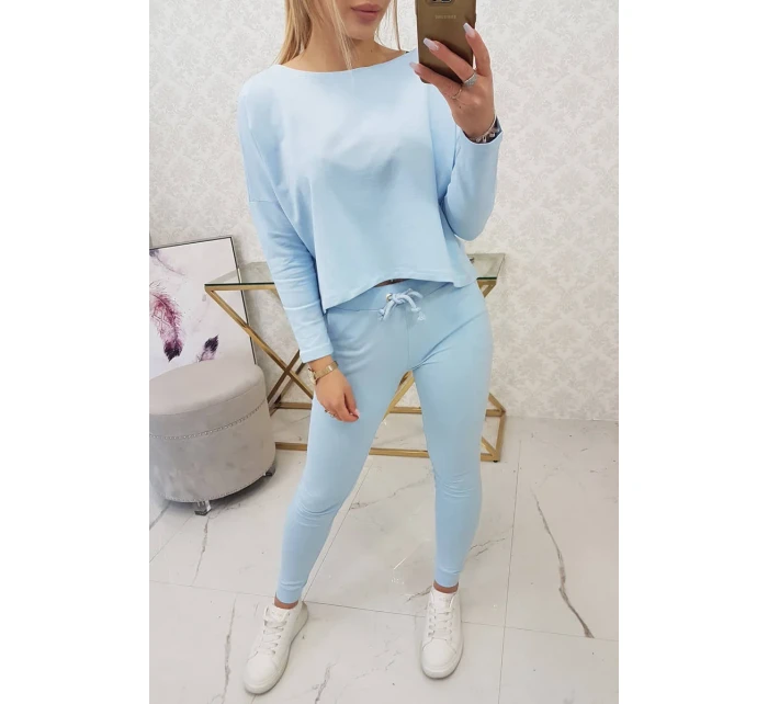 Súprava s oversize blúzkou modrej farby Súprava s oversize blúzkou modrej farby