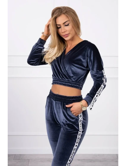 Velúrová súprava s nápisom Queen graphite