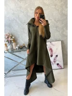 Zateplené šaty s dlhšími bokmi khaki