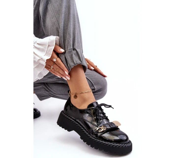 Damskie Lakierowane Półbuty D&A MR870-81 Czarne