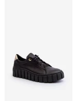 Dámská kožená polobotka na tlusté  černá model 21646240 - Zazoo