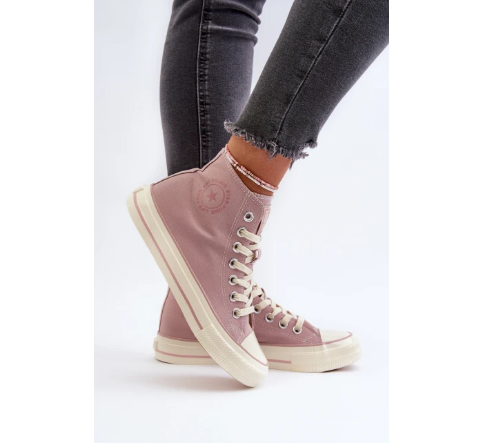 Trampki Damskie Wysokie Big Star NN274277 Różowe Trampki Damskie Wysokie Big Star NN274277 Różowe