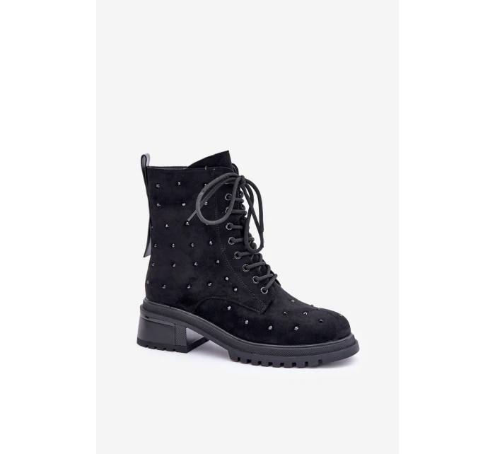 Zdobené dámské botky zateplené D&A černé model 21674415 - S.Barski Zdobené dámské botky zateplené D&A černé model 21674415 - S.Barski