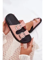 Klapki Damskie Z Klamrami Na Platformie Różowe Elamas Klapki Damskie Z Klamrami Na Platformie Różowe Elamas