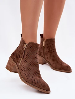 Dámské perforované kotníkové boty Vinceza 58621 Hnědé