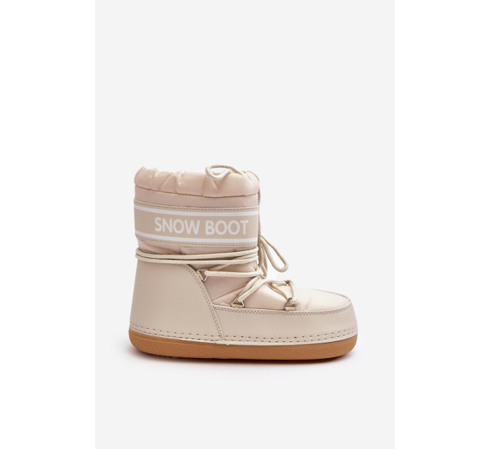 Dámske béžové snehové topánky so šnúrkami Soia