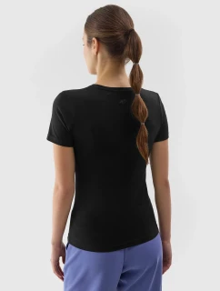 Dámske hladké tričko slim 4F - čierne