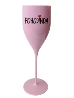 POHODINDA - růžová nerozbitná prosecco sklenice 150 ml