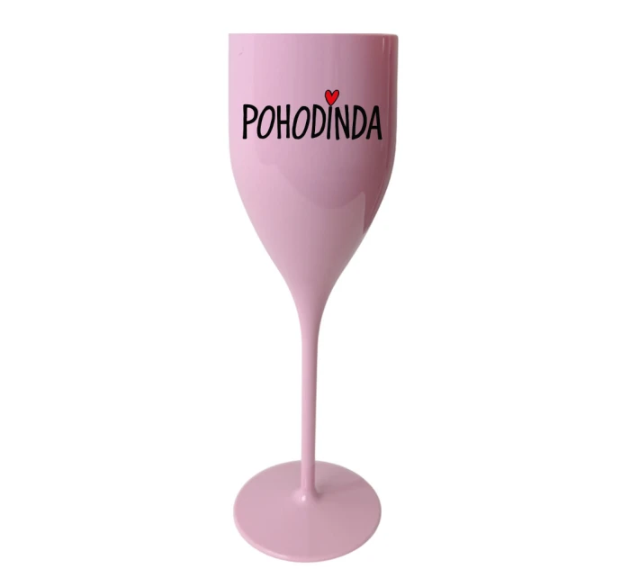POHODINDA - růžová nerozbitná prosecco sklenice 150 ml
