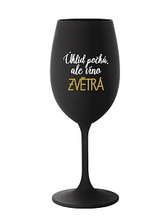 Upratovanie čaká, ale víno zvíťazí - čierny pohár na víno 350 ml
