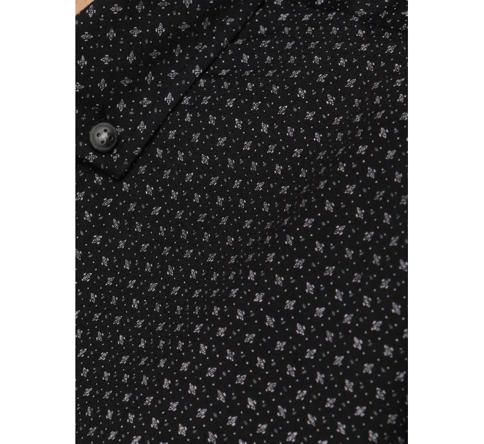 Pánska vzorovaná košeľa regular fit čierna FashionStreet DX2696