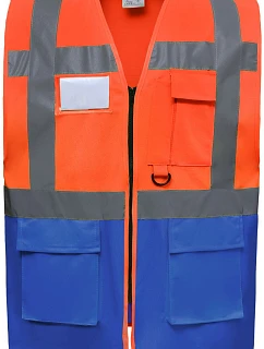 Yoko HVW 801 Hi-Vis multifunkčná vesta 79.W801 hi vis oranžová/kráľovská modrá