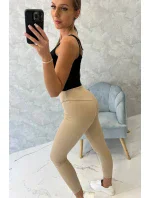 Žebrované legíny béžové Žebrované legíny béžové