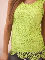Dámska blúzka s čipkou bez rukávov zelená