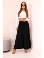 Dámske viskózové nohavice s elastickým pásom čierne