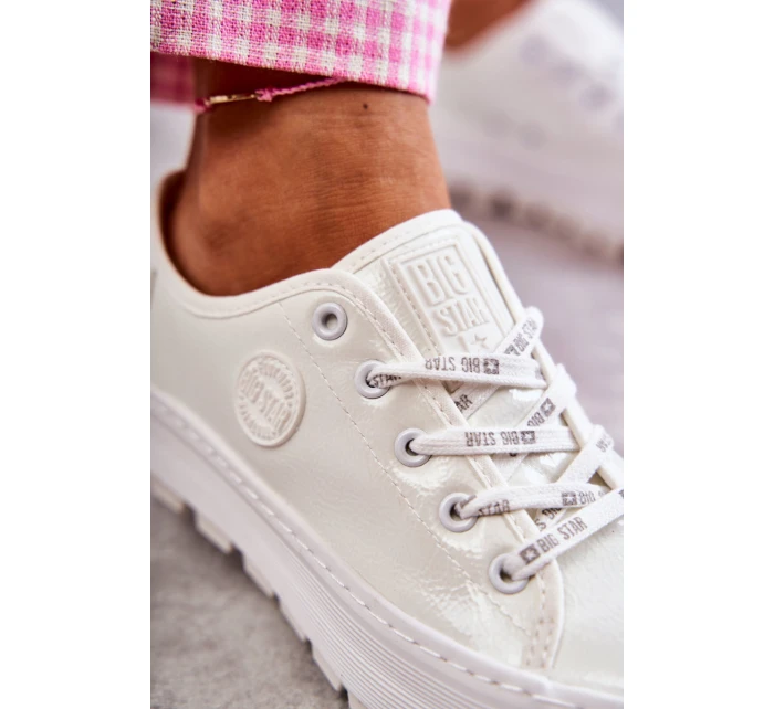 Modne Lakierowane Trampki Big Star KK274045 Białe Modne Lakierowane Trampki Big Star KK274045 Białe