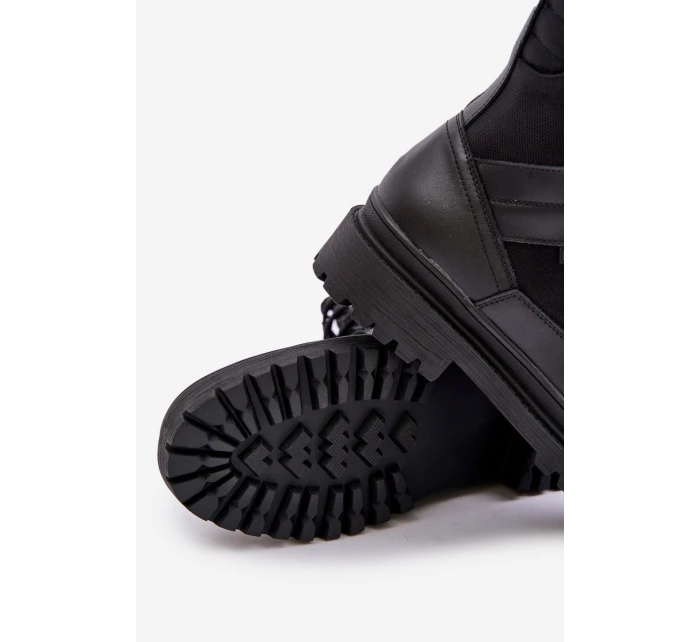 Skórzane Trapery Botki Męskie Ocieplane Big Star OO174164 Czarne Skórzane Trapery Botki Męskie Ocieplane Big Star OO174164 Czarne