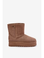 Wysokie Śniegowce Damskie Na Platformie Big Star OO274A097 Beżowe Wysokie Śniegowce Damskie Na Platformie Big Star OO274A097 Beżowe