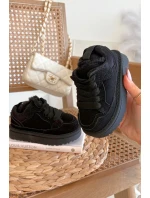 Detské zateplené tenisky s kožušinou Mireen - čierne