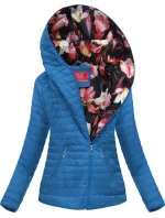 Svetlo modrá bunda s asymetrickým zipsom (DL015)