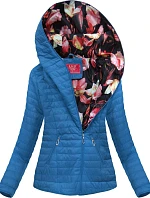 Svetlo modrá bunda s asymetrickým zipsom (DL015)