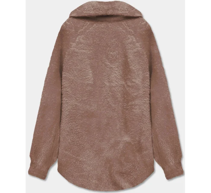 Tmavo béžový krátky prehoz cez oblečenie typu alpaka (CJ65)