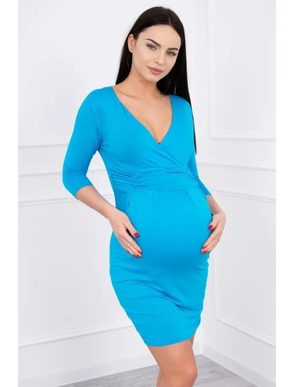 Priliehavé šaty s výrezom pod prsiami tyrkysové