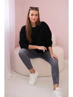 Bavlnená blúzka s mašľou čierna