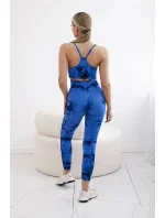 Fitness set top s model 20129789 ramínky + push up legíny chrpově modrá - K-Fashion