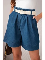 Dámske džínsové šortky s pleteným pásom