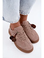 Kožené semišové tenisky s třásněmi model 22556822 Béžové - VINCEZA Kožené semišové tenisky s třásněmi model 22556822 Béžové - VINCEZA
