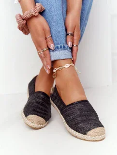 Espadrilky Na Slaměné Podrážce Lu Boo Černé