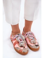 Skórzane Sneakersy Damskie Maciejka 06840-18 Pomarańczowe